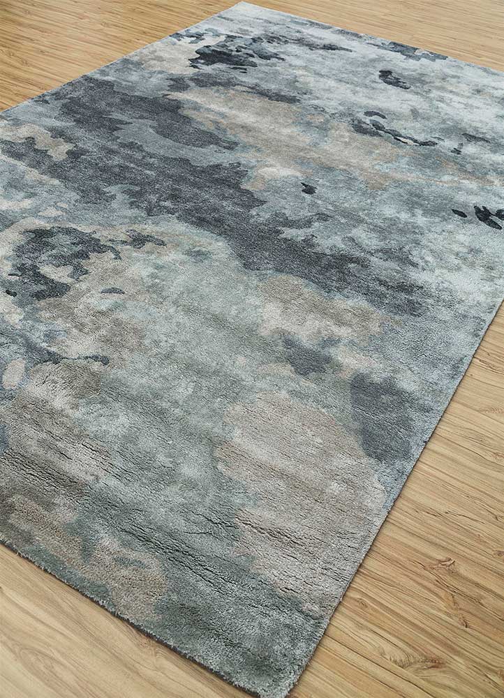 genesis blue viscose Hand Tufted Rug - FloorShot